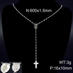 Stainless Steel Rosary Necklace - KN89607-K