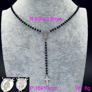 Stainless Steel Rosary Necklace - KN89613-K
