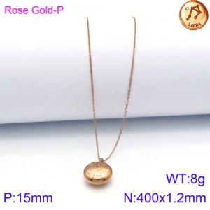SS Rose Gold-Plating Necklace - KN89781-KFC