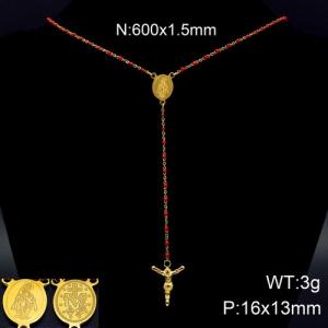 Stainless Steel Rosary Necklace - KN89814-K