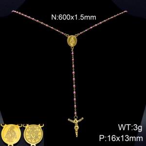 Stainless Steel Rosary Necklace - KN89817-K