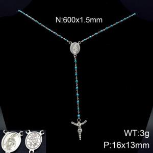 Stainless Steel Rosary Necklace - KN89819-K