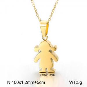 Fashionable cartoon little girl collarbone chain Children's Day minimalist necklace Gold-Plating Necklace - KN89967-K