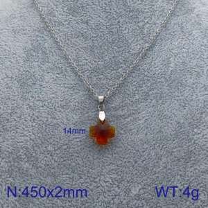Stainless Steel Stone & Crystal Necklace - KN90165-Z