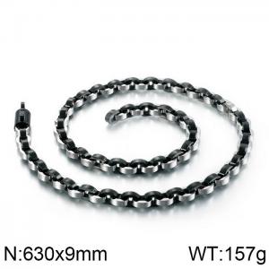 Stainless Steel Black-plating Necklace - KN90267-KFC