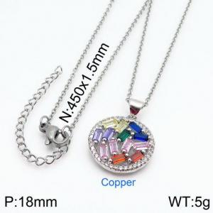 Stainless Steel Stone & Crystal Necklace - KN90295-JC