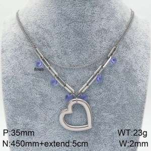 Stainless Steel Stone & Crystal Necklace - KN90382-Z