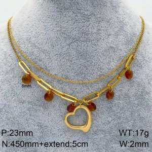 Stainless Steel Stone & Crystal Necklace - KN90388-Z