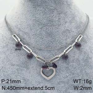 Stainless Steel Stone & Crystal Necklace - KN90391-Z