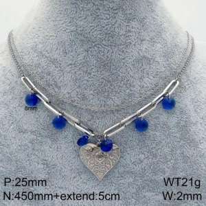 Stainless Steel Stone & Crystal Necklace - KN90395-Z