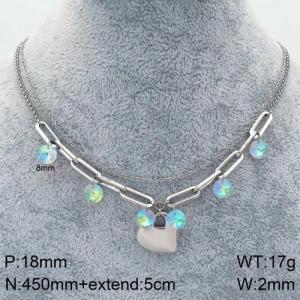 Stainless Steel Stone & Crystal Necklace - KN90401-Z
