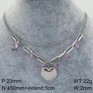 Stainless Steel Stone & Crystal Necklace - KN90403-Z