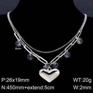 Stainless Steel Stone & Crystal Necklace - KN90405-Z