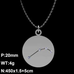 Stainless Steel Stone Necklace - KN90694-Z