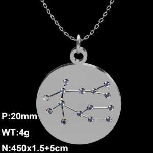 Stainless Steel Stone Necklace - KN90696-Z