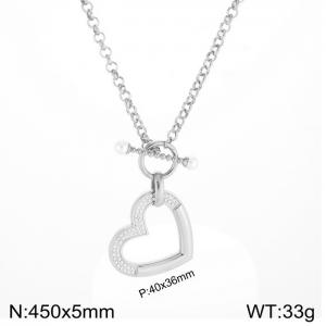 Stainless Steel Stone Necklace - KN91673-KFC