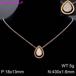 Stainless Steel Stone Necklace - KN91681-KFC