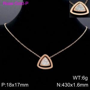 Stainless Steel Stone Necklace - KN91687-KFC