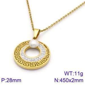 Stainless Steel Stone Necklace - KN91701-K
