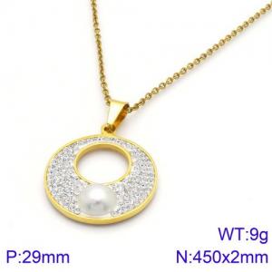 Stainless Steel Stone Necklace - KN91702-K