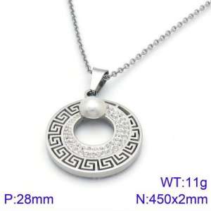 Stainless Steel Stone Necklace - KN91706-K