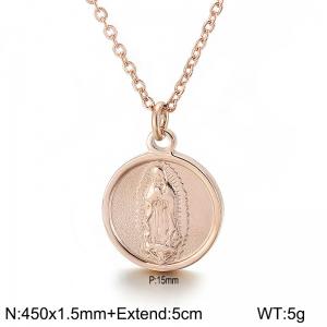 SS Rose Gold-Plating Necklace - KN92084-KFC