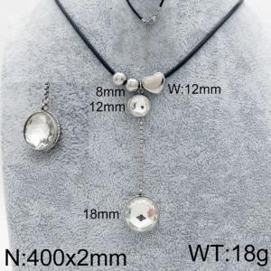 400x2mm Personalized Necklace for Women with White Gemstone Pendant - KN93330-Z