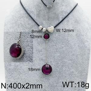 400x2mm Personalized Necklace for Women with Purple Gemstone Pendant - KN93331-Z