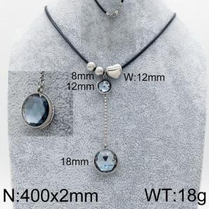 400x2mm Personalized Necklace for Women with Light Blue Gemstone Pendant - KN93332-Z