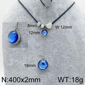 400x2mm Personalized Necklace for Women with Blue Gemstone Pendant - KN93335-Z