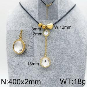 400x2mm Personalized Necklace for Women with White Gemstone Pendant - KN93337-Z
