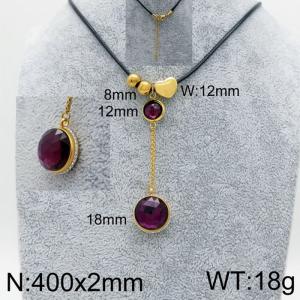 400x2mm Personalized Necklace for Women with Red Gemstone Pendant - KN93338-Z