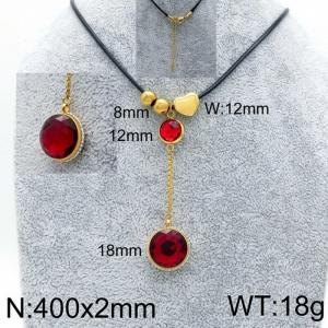 400x2mm Personalized Necklace for Women with Red Gemstone Pendant - KN93339-Z