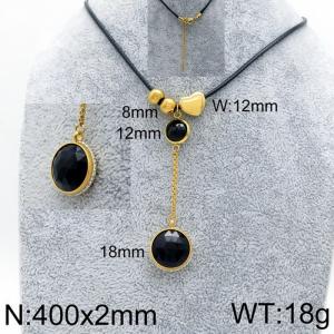 400x2mm Personalized Necklace for Women with Black Gemstone Pendant - KN93340-Z