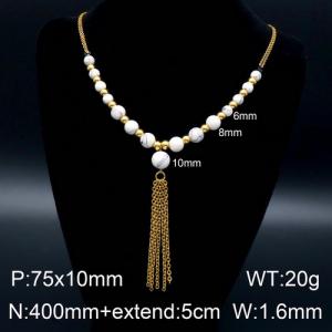SS Gold-Plating Necklace - KN93657-Z