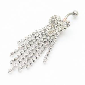 Diamond Heart Belly Button Ring Silver - KNB004-TLS