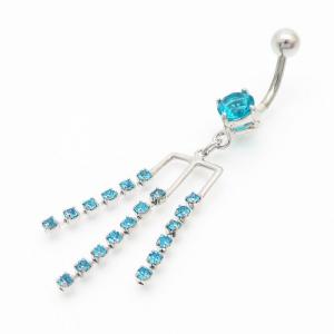 Stainless Steel Diamond Sprider Belly Button Ring Blue - KNB017-TLS