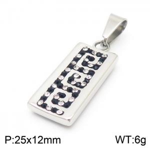 Stainless Steel Stone & Crystal Pendant - KP100197-K