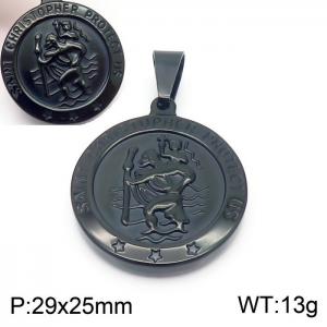 Saint Christopher Protect us Pendant Stainless Steel 304 Black Color - KP100391-Z