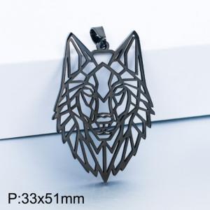 Stainless steel hollow geometric animal wolf head - KP100673-WGDYI