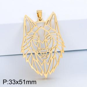 Stainless steel hollow geometric animal wolf head - KP100675-WGDYI