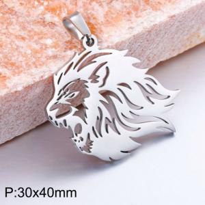 Stainless steel lion pendant - KP100679-WGDYI