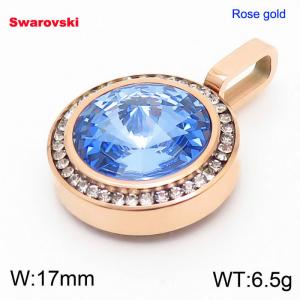 Stainless steel CZ rose gold pendant with swarovski circle stone - KP100697-K