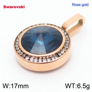 Stainless steel CZ rose gold pendant with swarovski circle stone - KP100698-K