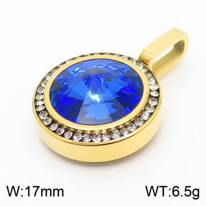 Stainless steel CZ gold pendant with swarovski circle stone - KP100705-K