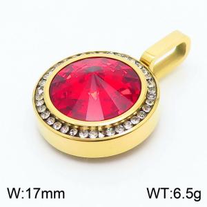 Stainless steel CZ gold pendant with swarovski circle stone - KP100706-K