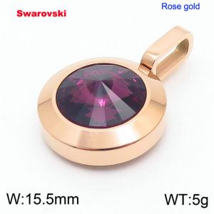 Stainless steel rose gold pendant with swarovski circle stone - KP100710-K