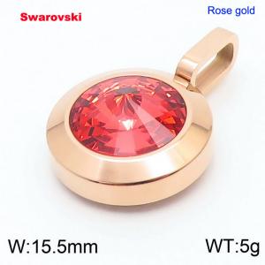 Stainless steel rose gold pendant with swarovski circle stone - KP100711-K