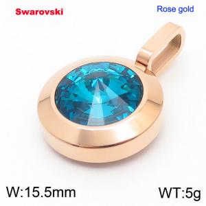 Stainless steel rose gold pendant with swarovski circle stone - KP100712-K