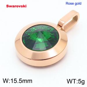 Stainless steel rose gold pendant with swarovski circle stone - KP100713-K
